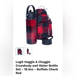 NWT Lug Huggie & Chuggie SE Crossbody & Water Bottle 18.5 oz Buffalo Check Red
